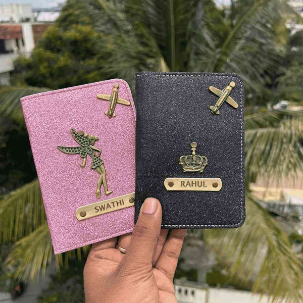 Personalized Glitter Passport Cover With Charms